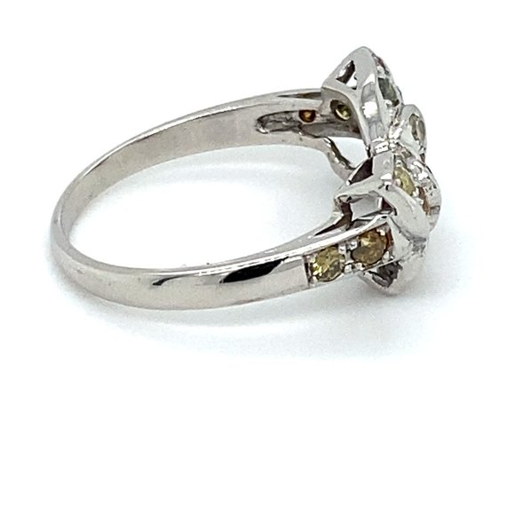 Fancy Diamonds 1.01ct Solid 14K Bow Eternity Ring - Picture 3 of 6